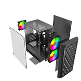 Корпус Powercase Mistral Micro T3B, Tempered Glass, Mesh, 2x 140mm + 1х 120mm 5-color fan, чёрный, mATX  (CMIMTB-L3)