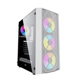 Корпус Powercase Rhombus X4 White, Tempered Glass, Mesh, 4x 120mm 5-color LED fan, белый, ATX  (CMRMW-L4)