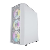 Корпус Powercase Rhombus X4 White, Tempered Glass, Mesh, 4x 120mm 5-color LED fan, белый, ATX  (CMRMW-L4)