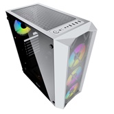 Корпус Powercase Rhombus X4 White, Tempered Glass, Mesh, 4x 120mm 5-color LED fan, белый, ATX  (CMRMW-L4)