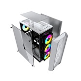 Корпус Powercase Rhombus X4 White, Tempered Glass, Mesh, 4x 120mm 5-color LED fan, белый, ATX  (CMRMW-L4)