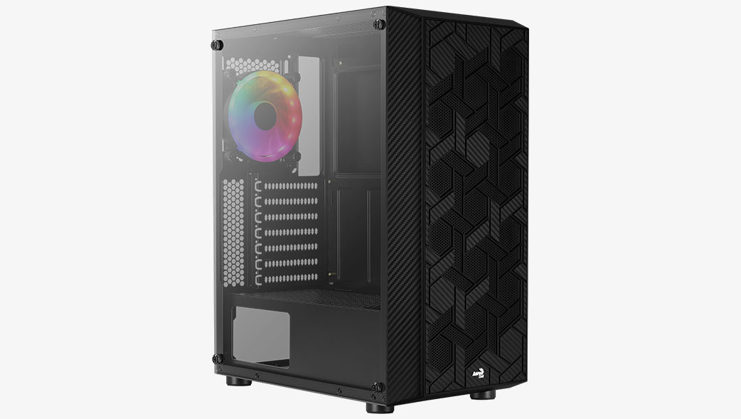 Корпус Aerocool Hive V3 без БП, ATX, боковое окно (закаленное стекло), черный