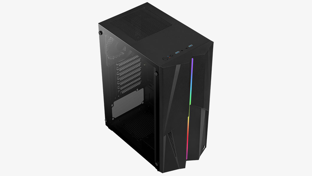 Корпус Aerocool Mecha V1 без БП, ATX, боковое окно (закаленное стекло), черный