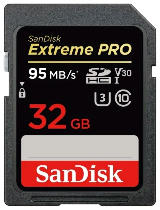 Карта памяти SDHC 32GB SanDisk Extreme Class 10 UHS-I U3 V30 [SDSDXXG-032G-GN4IN]