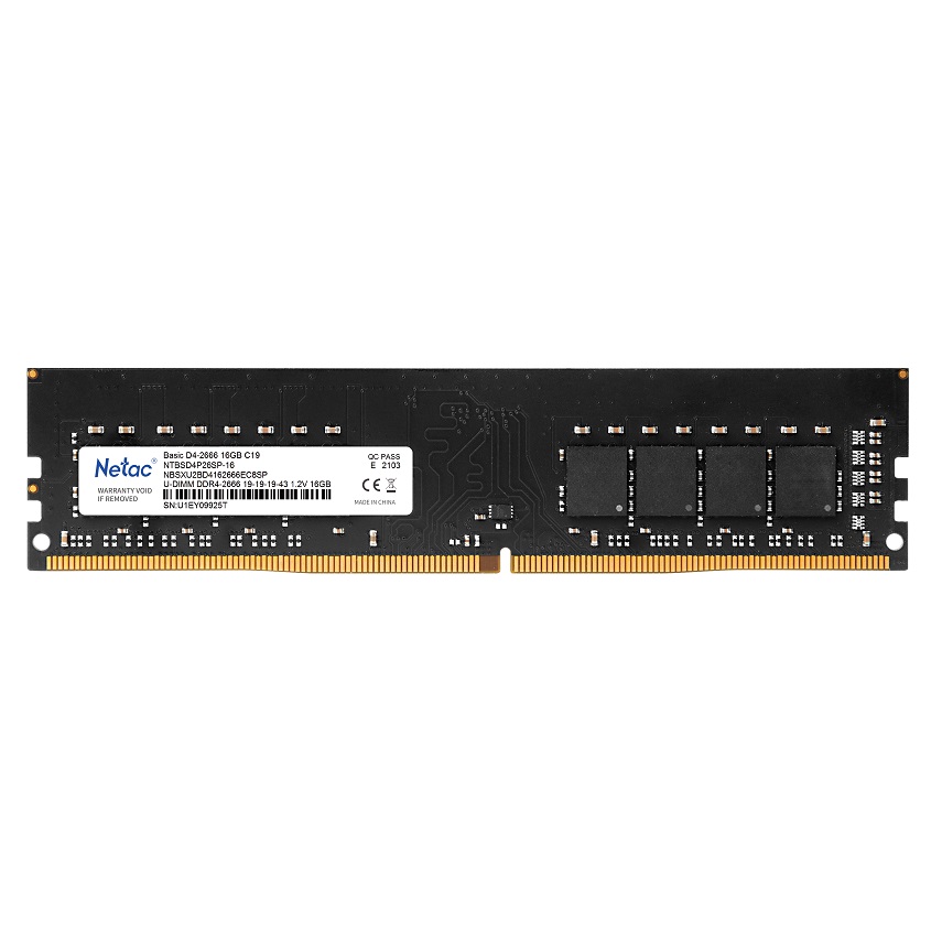 Модуль памяти DDR4 Netac Basic 16GB 2666MHz CL19 1.2V / NTBSD4P26SP-16