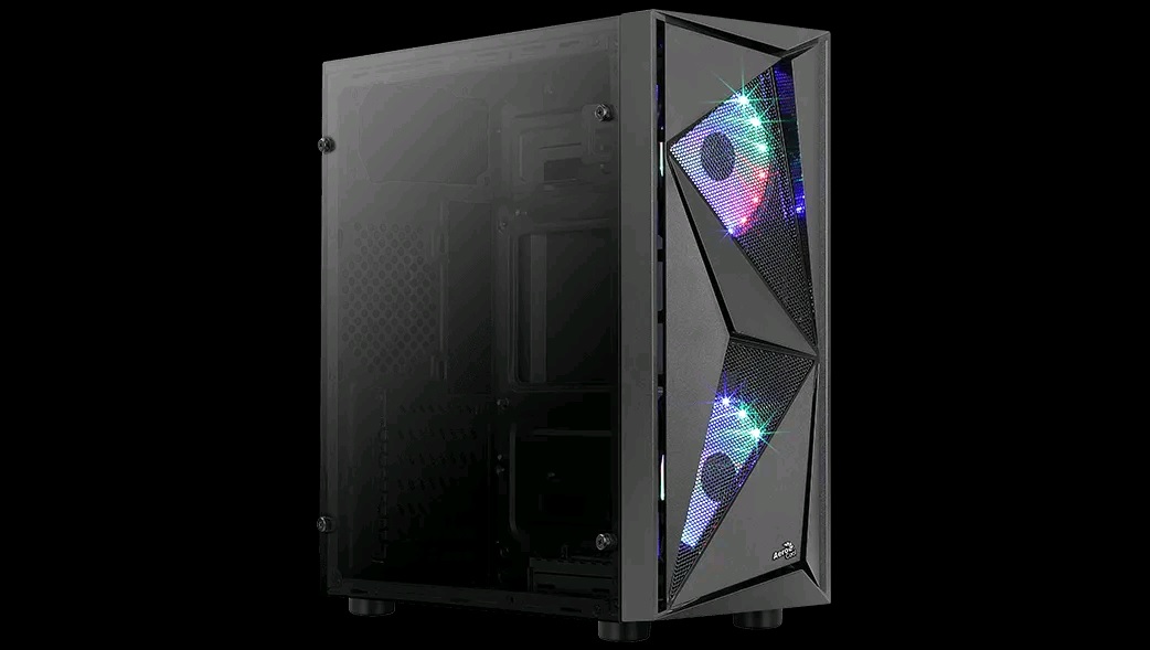 Корпус Aerocool Glider Cosmo V1 без БП, ATX, боковое окно (закаленное стекло), черный