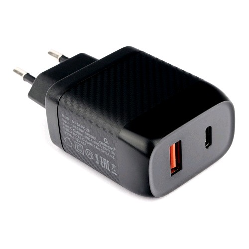 Сетевая зарядка Cablexpert USB Type C/USB Type A (MP3A-PC-28) черный