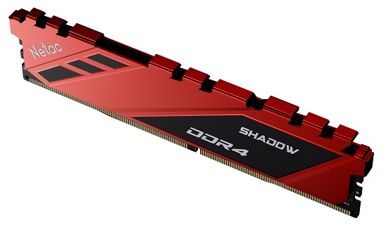 Модуль памяти DDR4 Netac Shadow 8GB 3200MHz CL16 1.35V / NTSDD4P32SP-08R / Red / with radiator