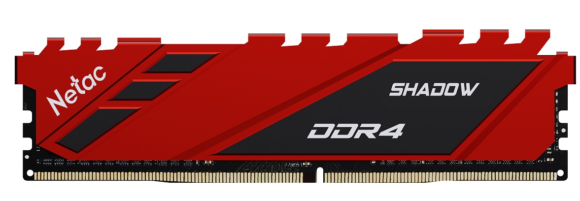 Модуль памяти DDR4 Netac Shadow 8GB 3200MHz CL16 1.35V / NTSDD4P32SP-08R / Red / with radiator