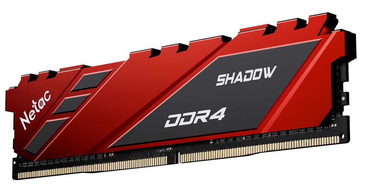 Модуль памяти DDR4 Netac Shadow 16GB 3200MHz CL16 1.35V / NTSDD4P32SP-16R / Red / with radiator