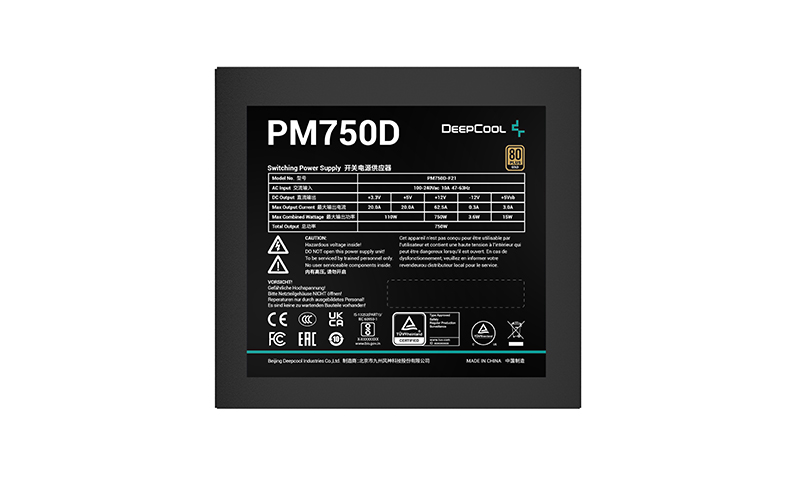 Блок питания Deepcool PM750-D (ATX 2.4, 750W, PWM 120mm fan, Active PFC, 80+ GOLD) RET