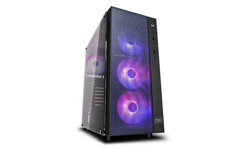 Корпус Deepcool MATREXX 55 MESH ADD-RGB 4F без БП, боковое окно (закаленное стекло), 3xARGB 120мм вентилятора спереди, 1xARGB 120мм вентилятор сзади, черный, ATX