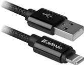 Кабель Defender USB2.0 AM-LightningM ACH01-03T PRO  Черный, 1m, 2.1A  (87808)