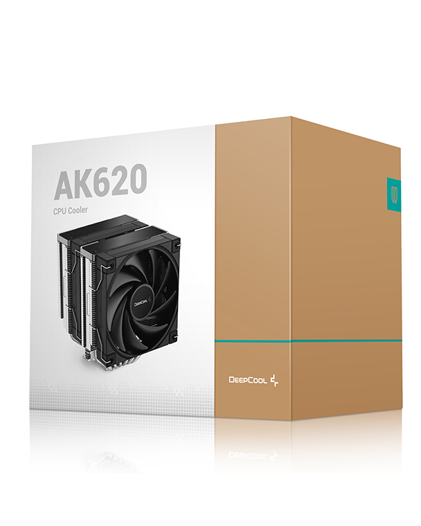 Кулер DEEPCOOL AK620 LGA20XX/1700/1200/115X/AM5/AM4 (8шт/кор, TDP 260W, PWM, DUAL Fan 120mm, 6 тепл. трубок, черный) RET