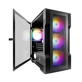 Корпус 1STPLAYER TRILOBITE T3 Black / mATX, TG / 4x 120mm LED fans inc. / T3-BK-4F1