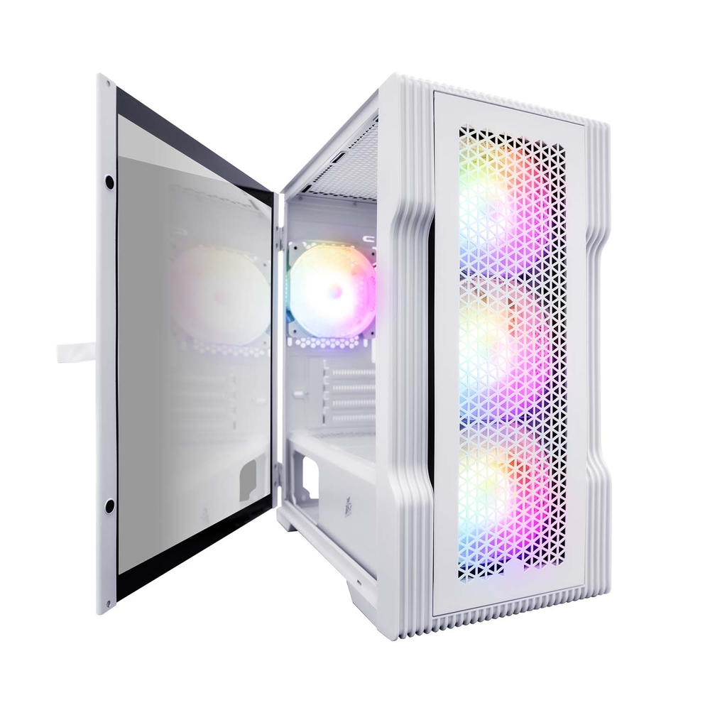 Корпус 1STPLAYER TRILOBITE T3 White / mATX, TG / 4x 120mm LED fans inc. / T3-WH-4F1-W