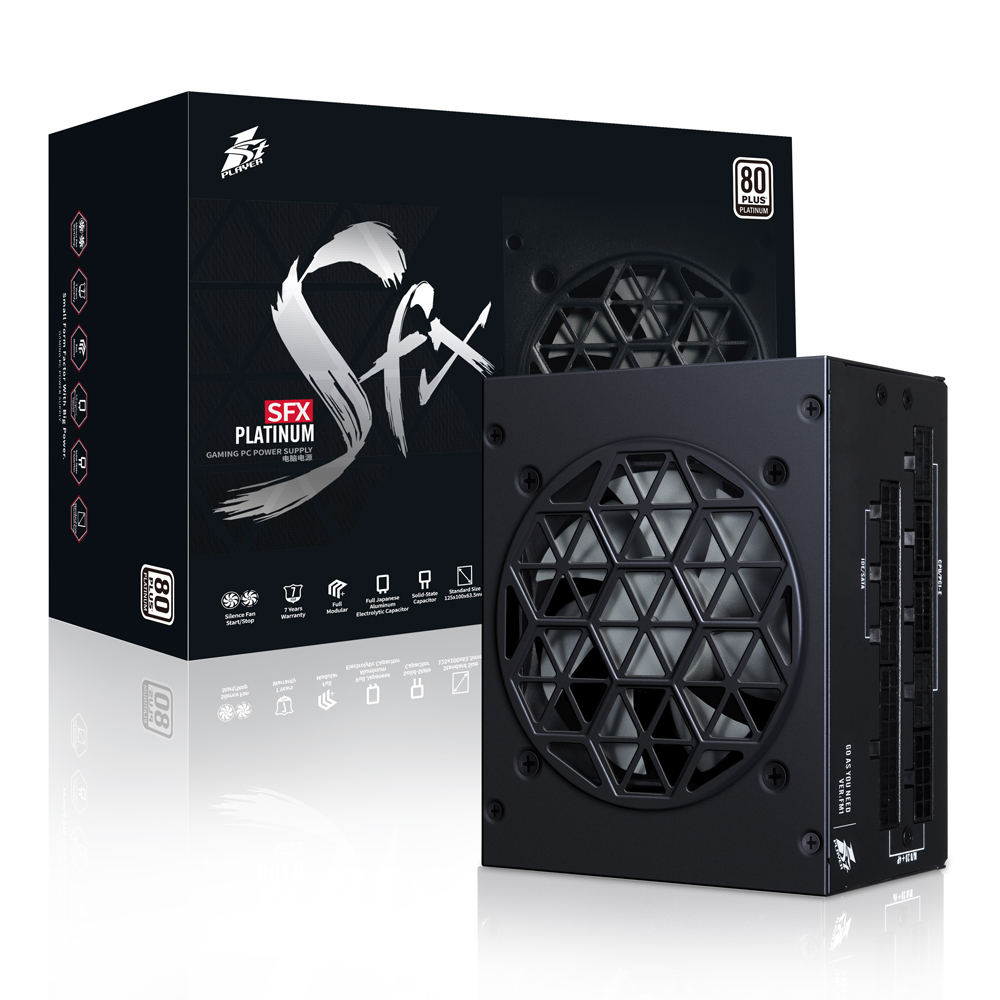 Блок питания 1STPLAYER SFX 750W Platinum / SFX, APFC, 80 PLUS Platinum, 80mm fan, full modular / PS-750SFX