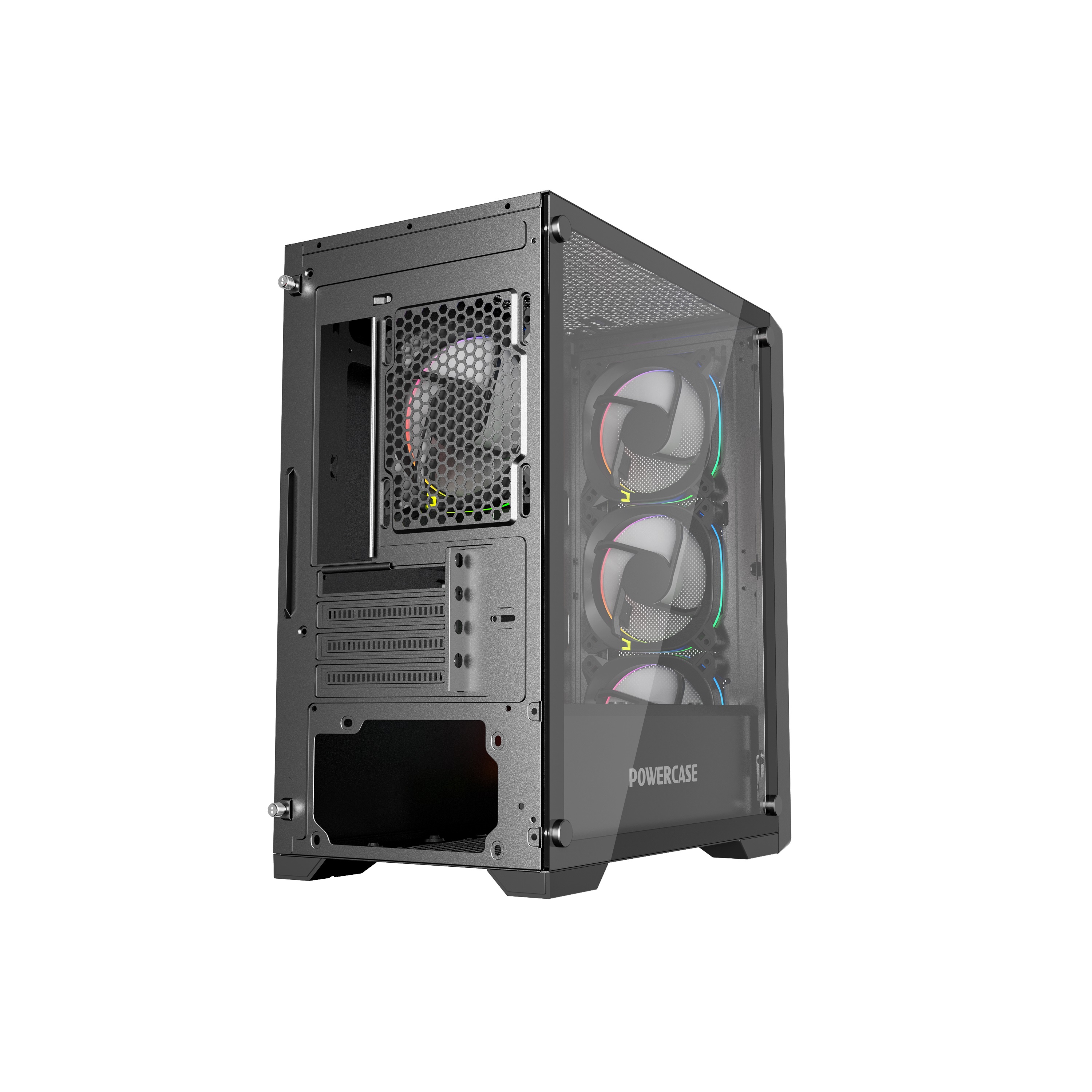 Корпус Powercase Alisio Micro X4B, Tempered Glass, 4х 120mm 5-color fan, чёрный, mATX  (CAMIB-L4)