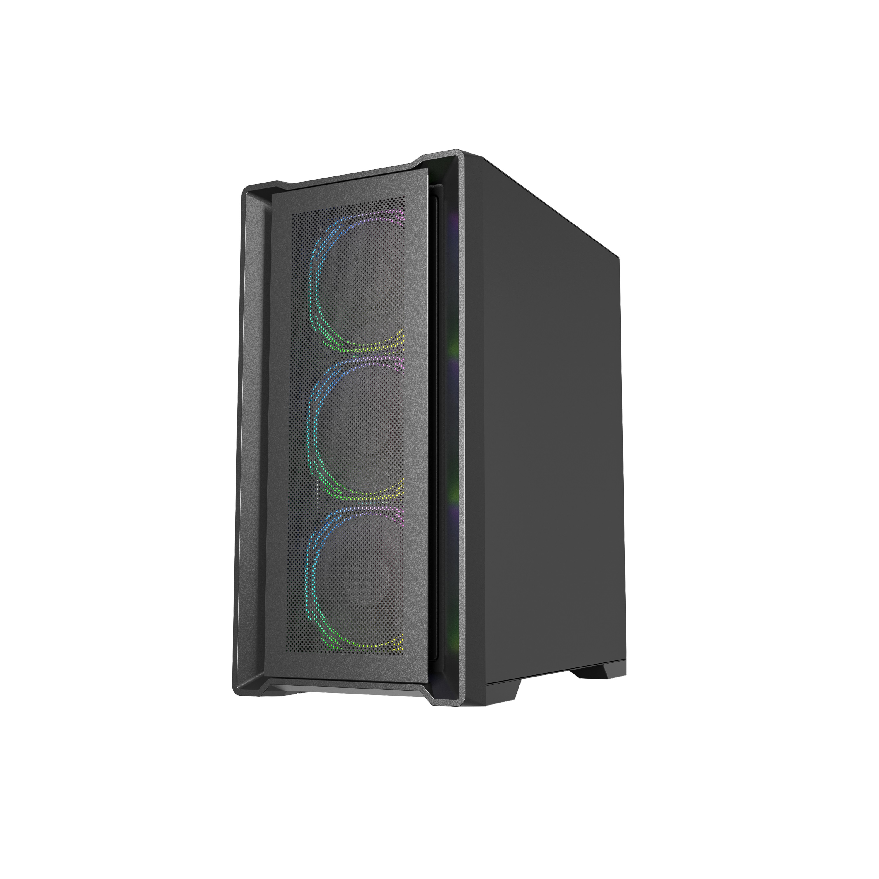 Корпус Powercase Alisio Micro X4B, Tempered Glass, 4х 120mm 5-color fan, чёрный, mATX  (CAMIB-L4)