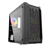 Корпус Powercase Alisio Micro X3B, Tempered Glass, 1х 120mm +2x 140mm 5-color fan, чёрный, mATX  (CAMIB-L3)