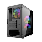 Корпус Powercase Alisio Micro X3B, Tempered Glass, 1х 120mm +2x 140mm 5-color fan, чёрный, mATX  (CAMIB-L3)