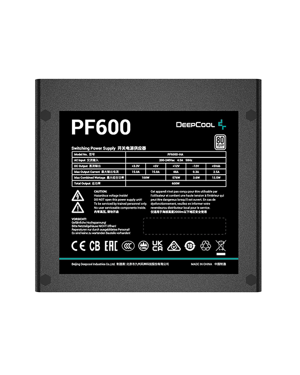 Блок питания Deepcool PF600 80+ (ATX 2.4 600W, PWM 120mm fan, 80 PLUS, Active PFC) RET