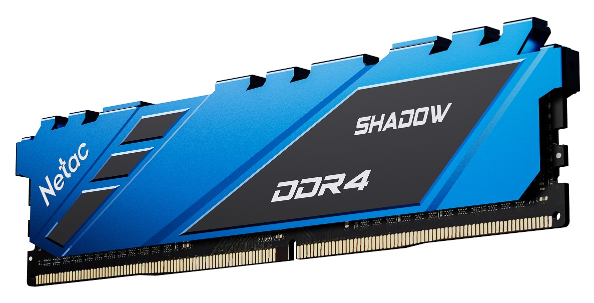 Модуль памяти DDR4 Netac Shadow 16GB 3200MHz CL16 1.35V / NTSDD4P32SP-16B / Blue / with radiator