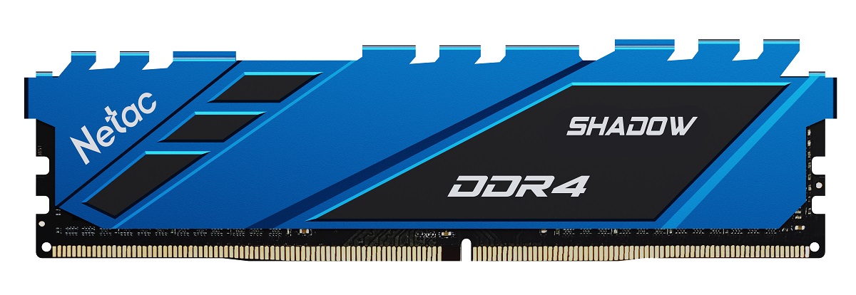 Модуль памяти DDR4 Netac Shadow 16GB 3200MHz CL16 1.35V / NTSDD4P32SP-16B / Blue / with radiator