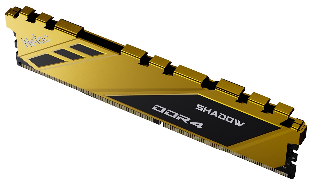 Модуль памяти DDR4 Netac Shadow 16GB 3200MHz CL16 1.35V / NTSDD4P32SP-16Y / Yellow / with radiator