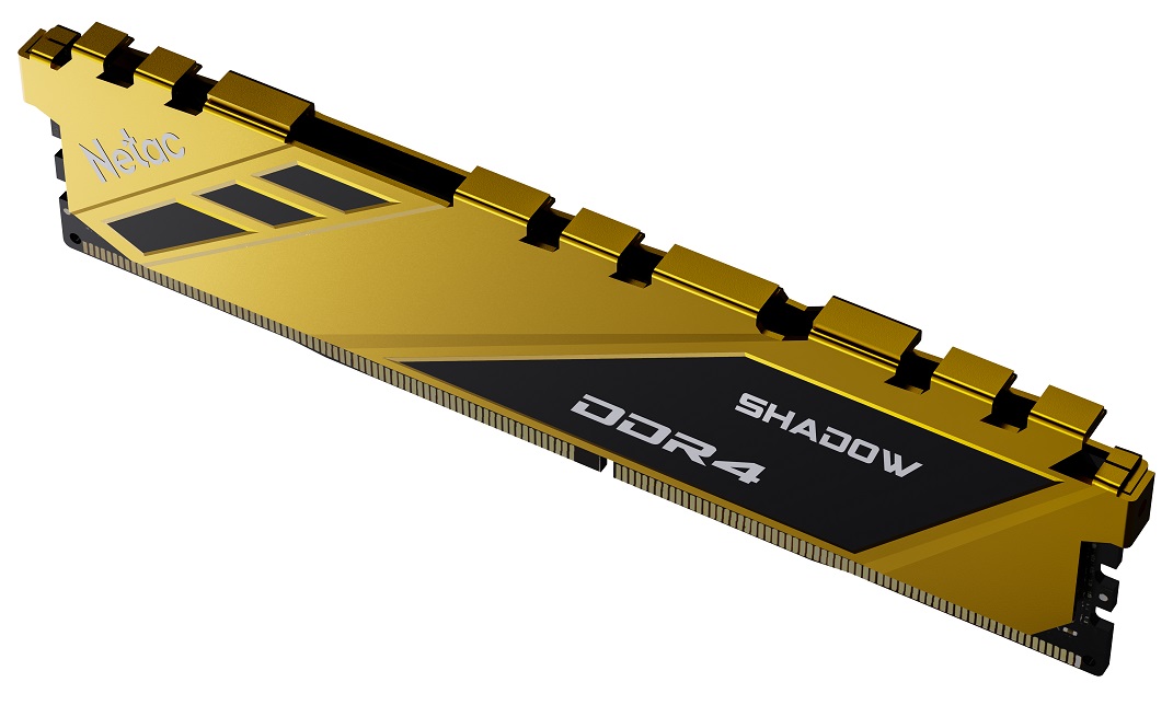 Модуль памяти DDR4 Netac Shadow 8GB 3600MHz CL18 1.35V / NTSDD4P36SP-08Y / Yellow / with radiator