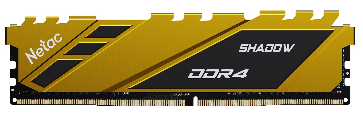 Модуль памяти DDR4 Netac Shadow 8GB 3600MHz CL18 1.35V / NTSDD4P36SP-08Y / Yellow / with radiator