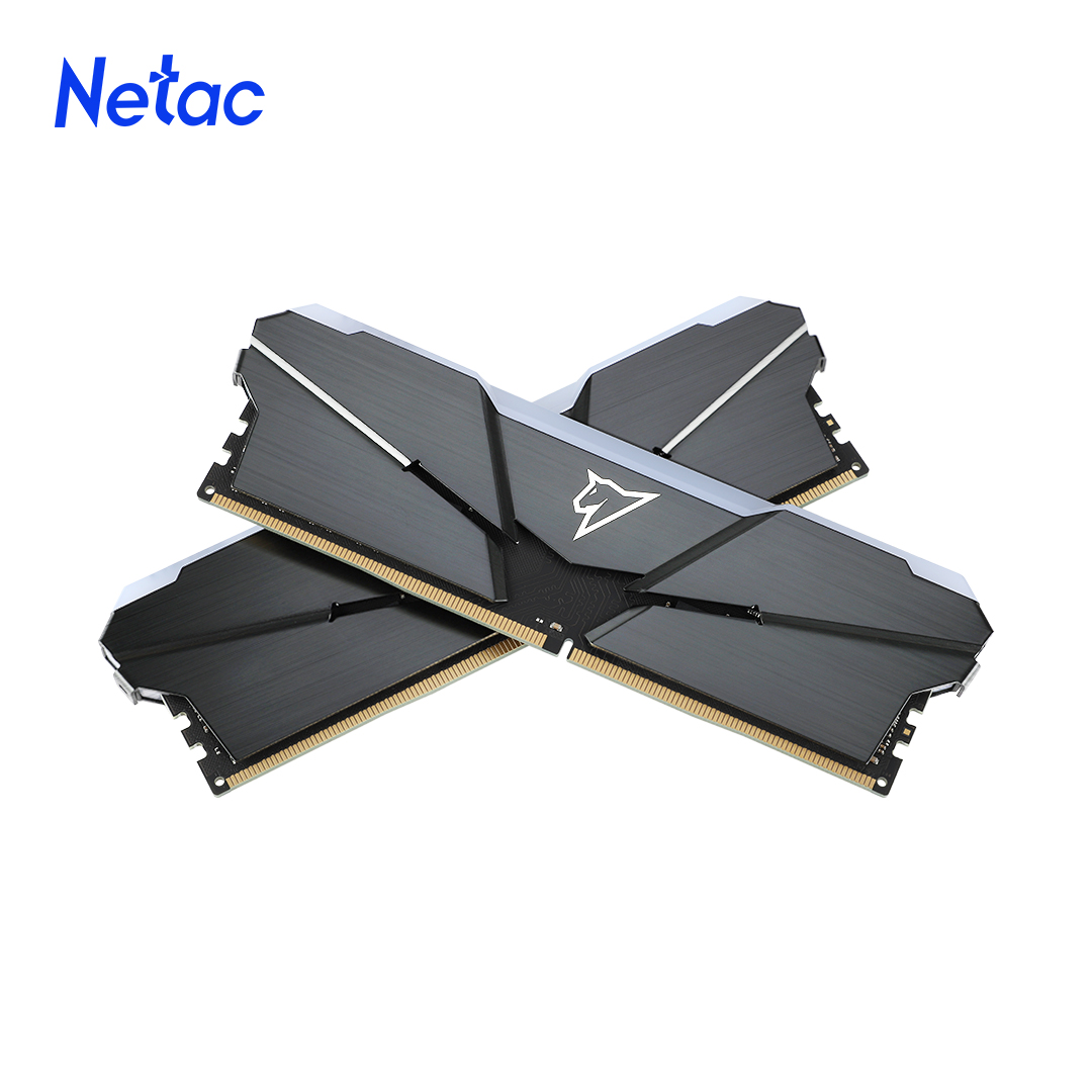 Модуль памяти DDR4 Netac Shadow RGB 16GB (2x8GB) 3200MHz CL16 1.35V / NTSRD4P32DP-16E / Gray / with radiator