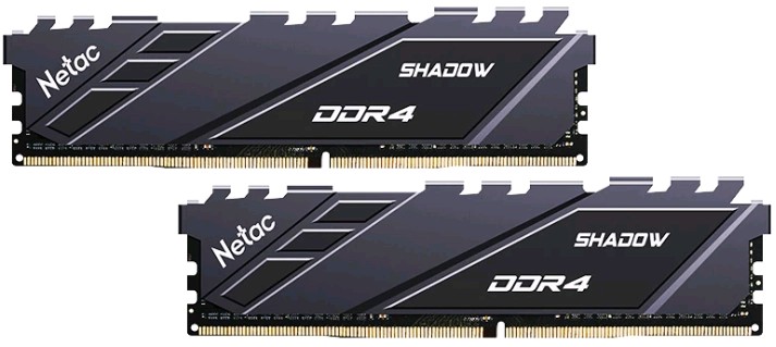 Модуль памяти DDR4 Netac Shadow 16GB (2x8GB) 3600MHz CL18 1.35V / NTSDD4P36DP-16E / Gray / with radiator