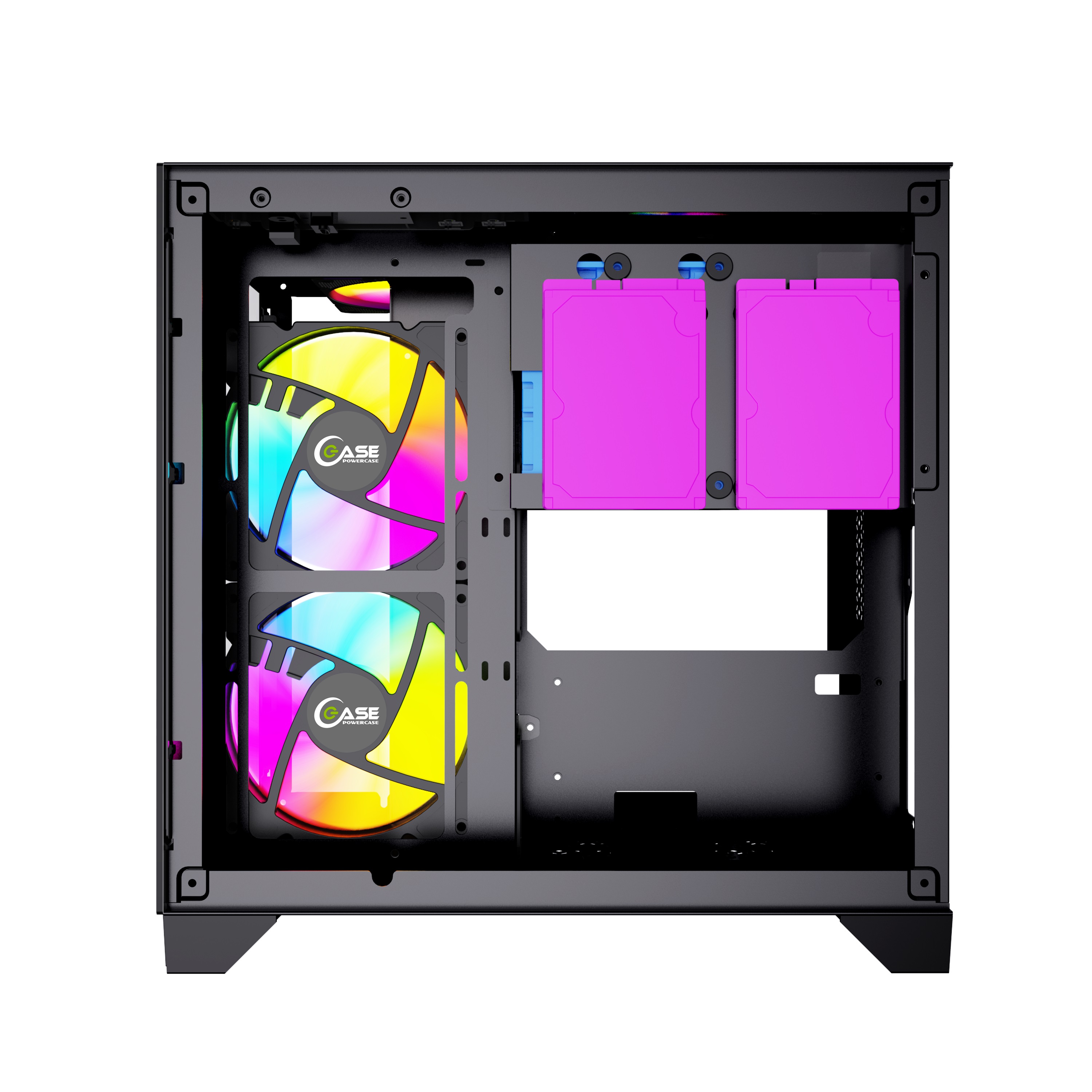 Корпус Powercase Vision Micro, Black, Tempered Glass, 4х 120mm 5-color fan, чёрный, mATX  (CVBM-L4)