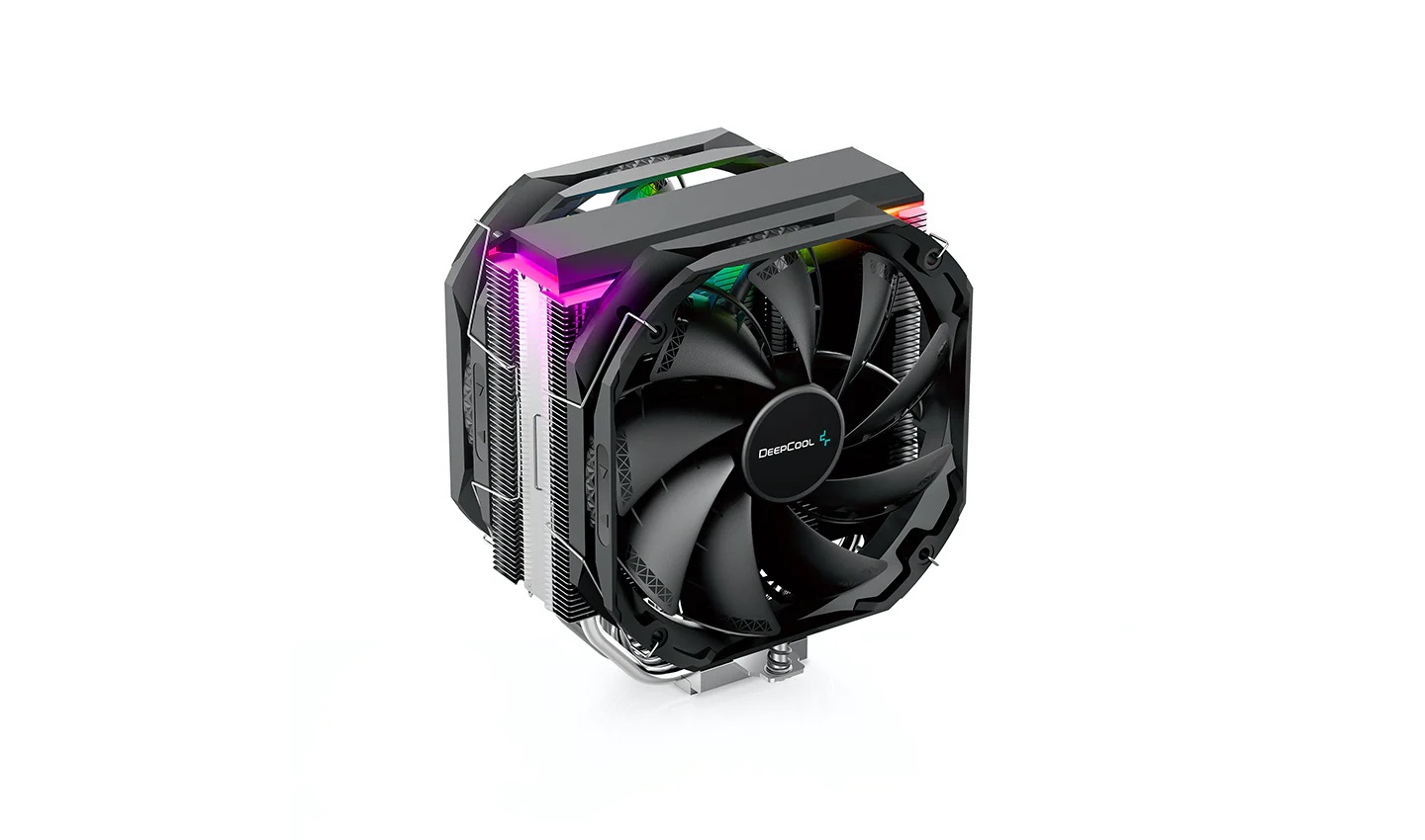 Кулер DEEPCOOL AS500 PLUS LGA20XX/1700/1200/115X/AM5/AM4 (8шт/кор, TDP 220W, PWM, ARGB Led, DUAL Fan 140mm, 5 тепл. трубок ) RET