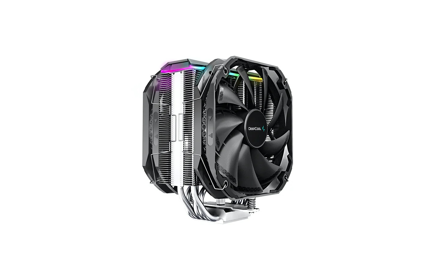 Кулер DEEPCOOL AS500 PLUS LGA20XX/1700/1200/115X/AM5/AM4 (8шт/кор, TDP 220W, PWM, ARGB Led, DUAL Fan 140mm, 5 тепл. трубок ) RET