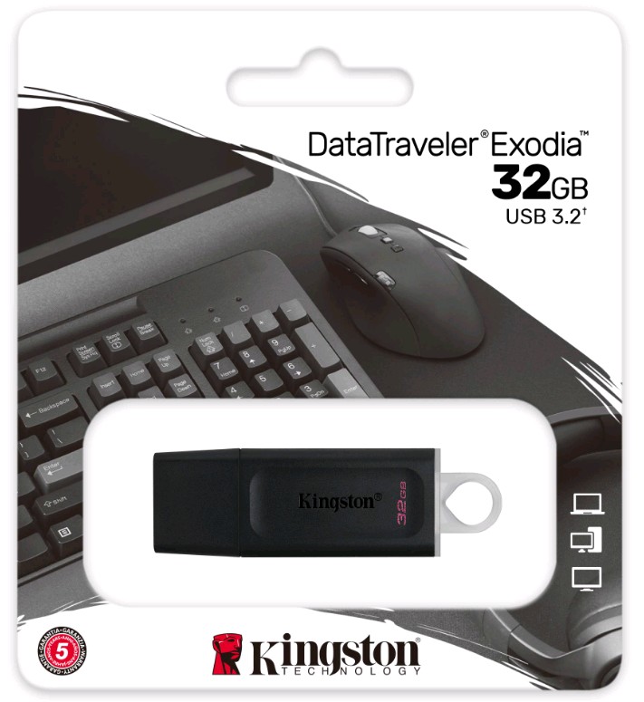 Накопитель Flash USB3.2 drive KINGSTON Data Traveler Exodia 32Gb RET Black + White [DTX/32GB]