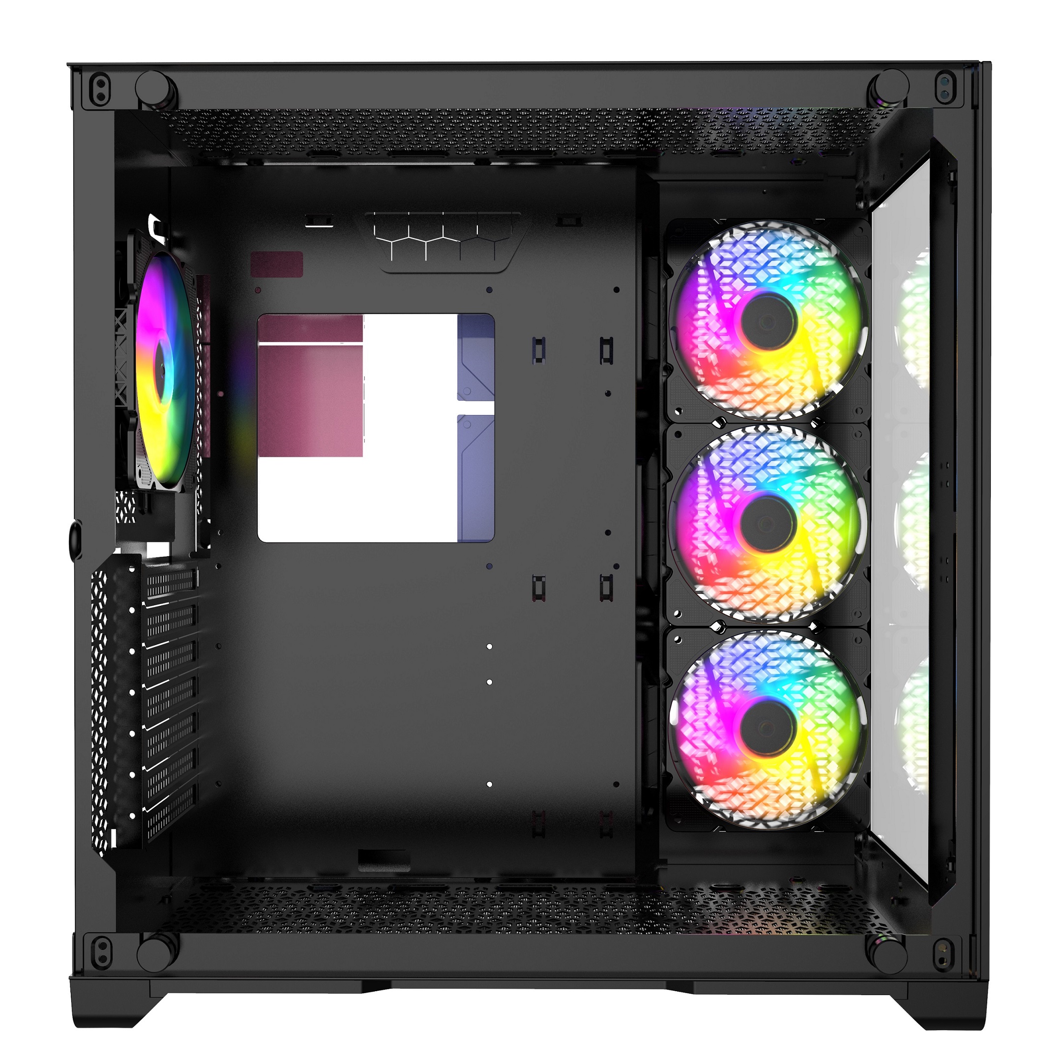 Корпус Powercase Vision Black, Tempered Glass, 4х 120mm 5-color fan, чёрный, ATX  (CVBA-L4)