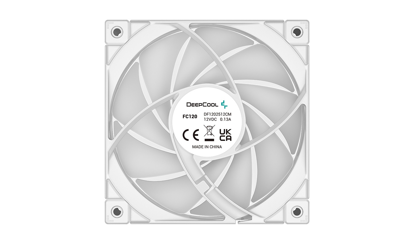 Вентилятор DEEPCOOL FC120 WHITE-3 IN 1 120x120x25мм (16шт./кор, PWM, Addresable RGB подсветка, 500-1800об/мин, белый) Retail