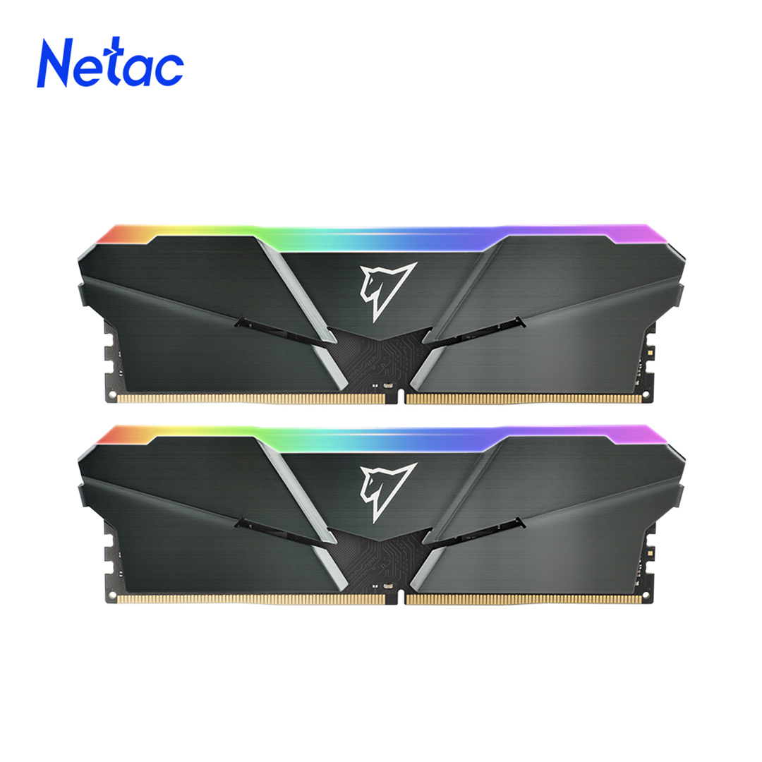 Модуль памяти DDR4 Netac Shadow RGB 16GB (2x8GB) 3600MHz CL18 1.35V / NTSRD4P36DP-16E / Gray / with radiator