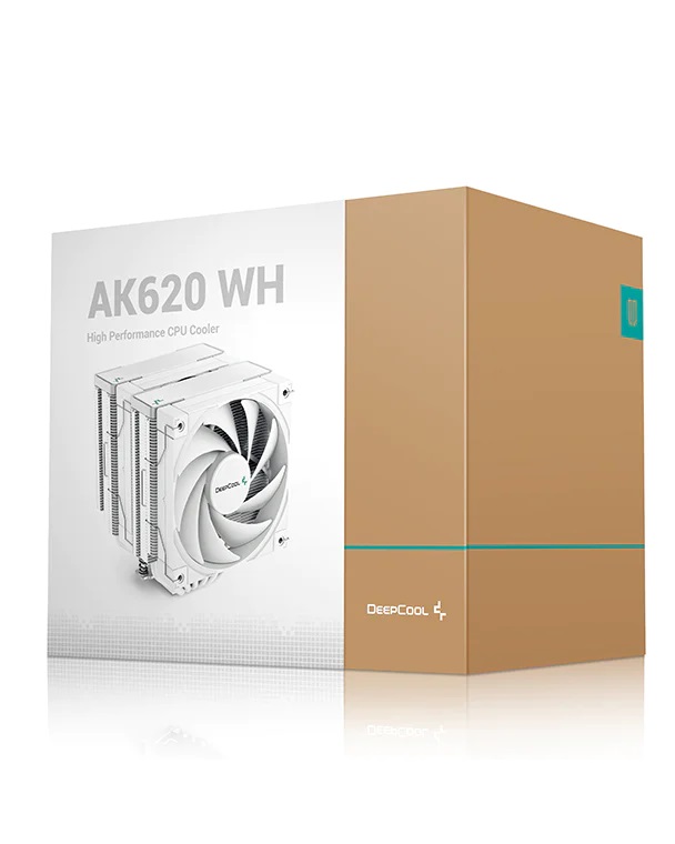 Кулер DEEPCOOL AK620 WH LGA20XX/1700/1200/115X/AM5/AM4 (8шт/кор, TDP 260W, PWM, DUAL Fan 120mm, 6 тепл. трубок, белый) RET