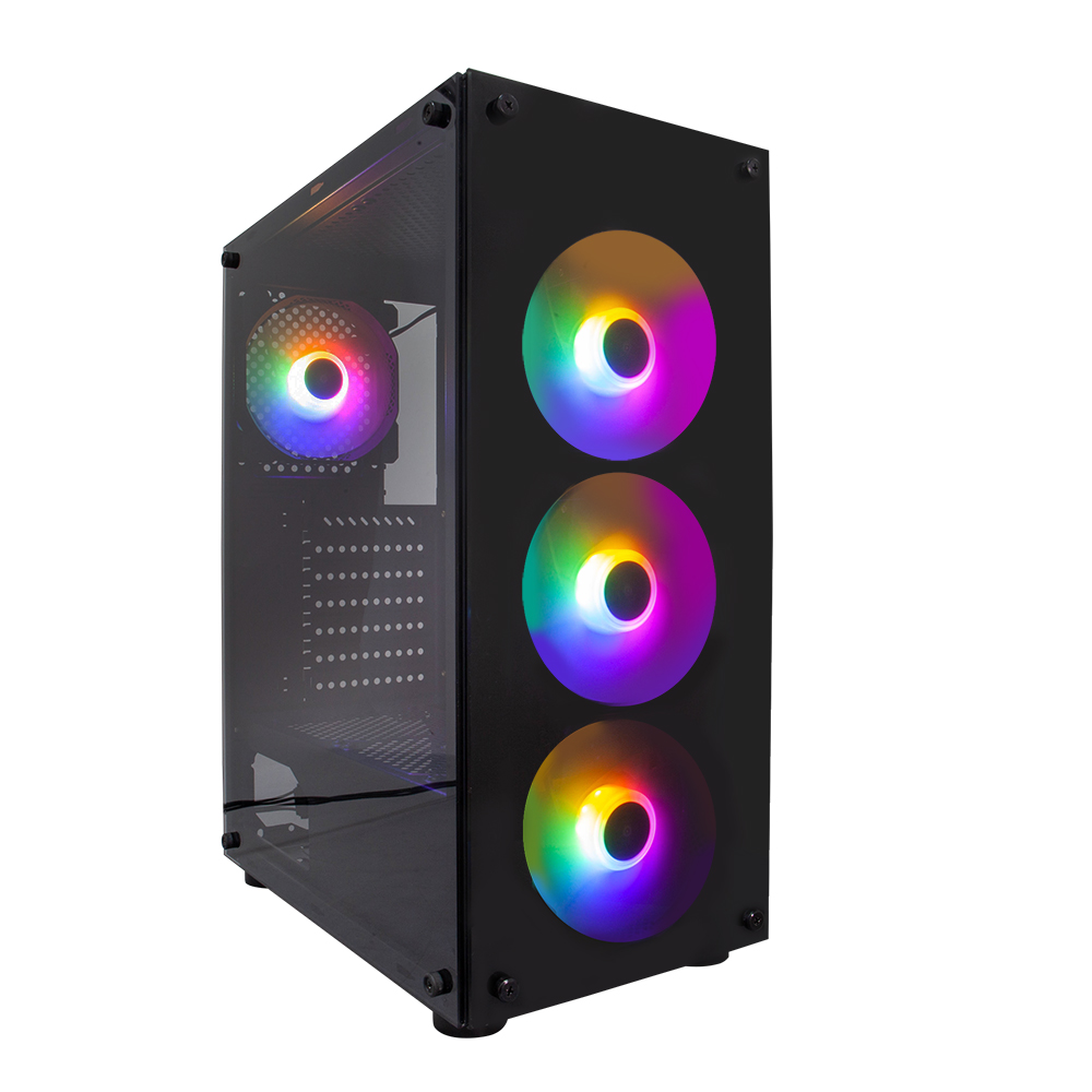 Корпус 1STPLAYER FIRE DANCING V3-B / ATX, TG / 4x120mm LED fans inc. / V3-B-4F1