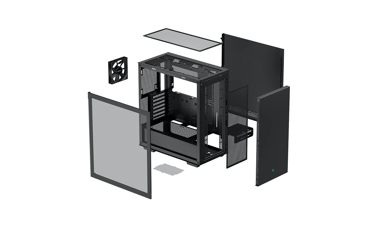 Корпус Deepcool CH510 без БП, боковое окно (закаленное стекло), 1x120мм вентилятор сзади, черный, ATX