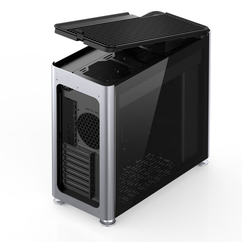 Корпус JONSBO Jonsplus i400-G Silver без БП, боковые панели из закаленного стекла, mini-ITX, micro-ATX, ATX, серебристый