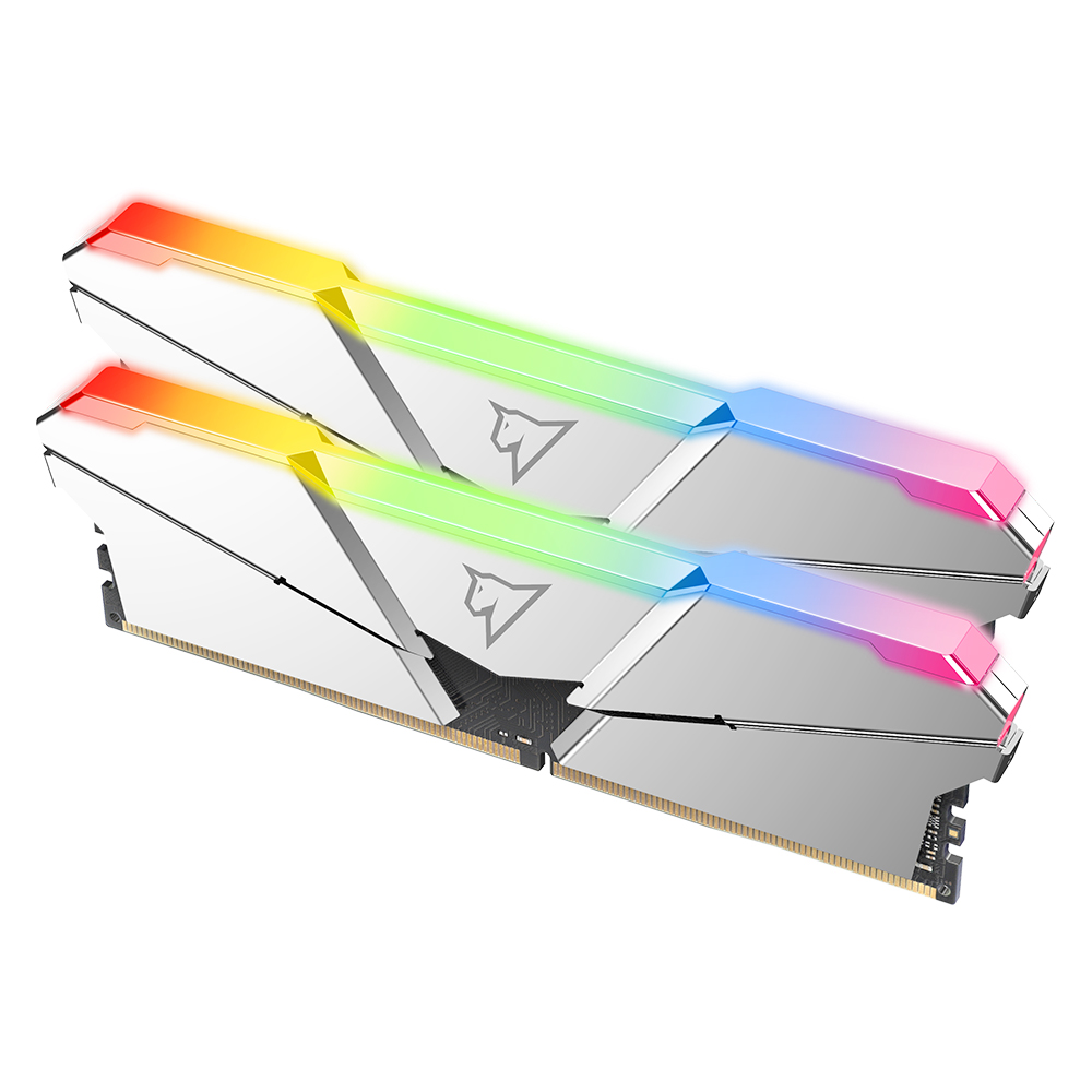 Модуль памяти DDR4 Netac Shadow RGB 16GB (2x8GB) 3600MHz CL16 1.35V / NTSRD4P36DP-16S / Silver / with radiator