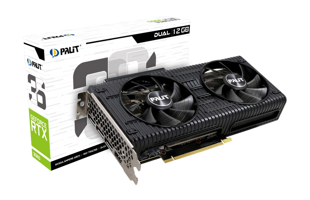 Видеокарта Palit GeForce RTX 3060 DUAL / 12GB GDDR6 192bit 3xDP HDMI / NE63060019K9-190AD