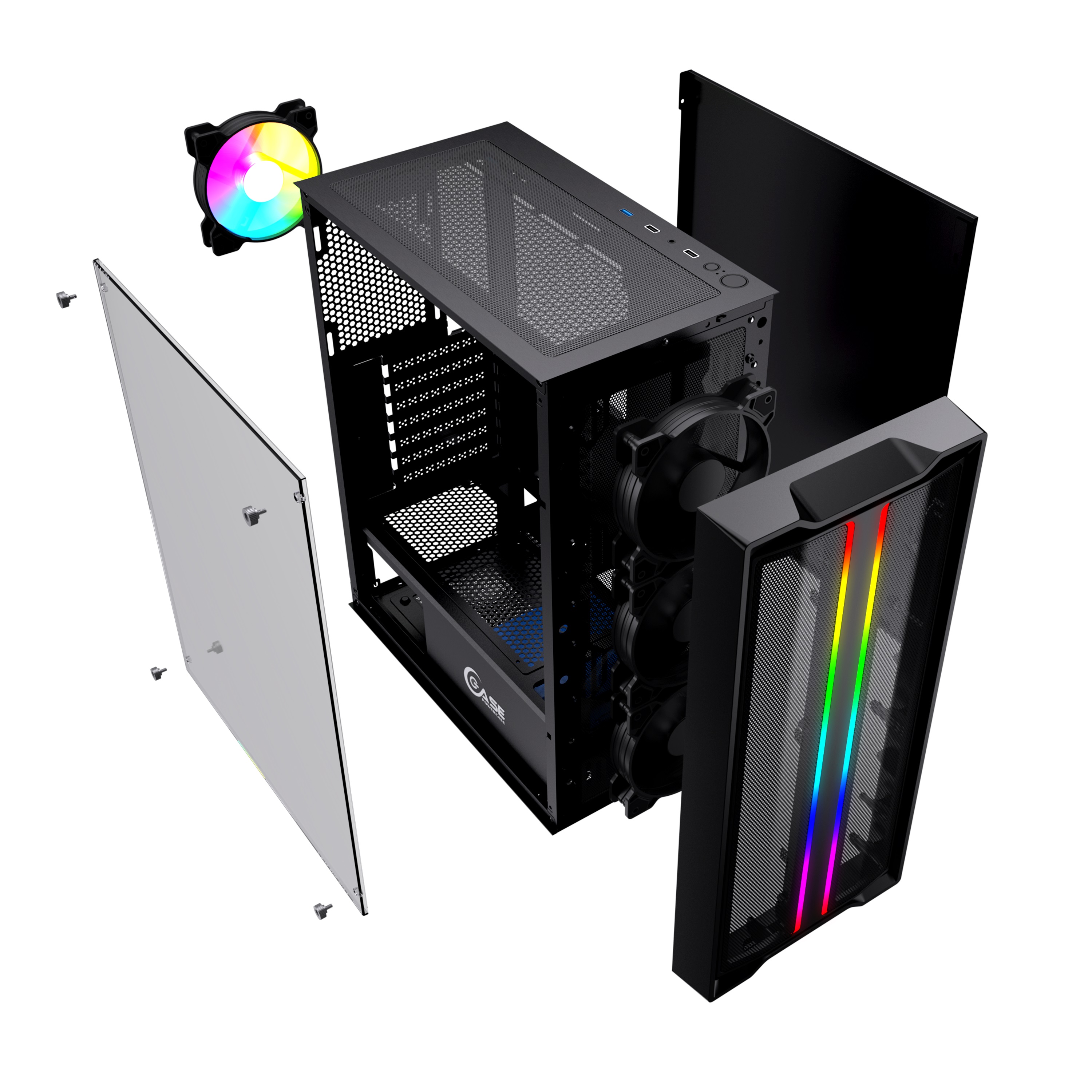 Корпус Powercase Mistral Evo, Tempered Glass, 1x 120mm PWM ARGB fan + ARGB Strip + 3x 120mm PWM non LED fan, чёрный, ATX  (CMIEB-F4S)