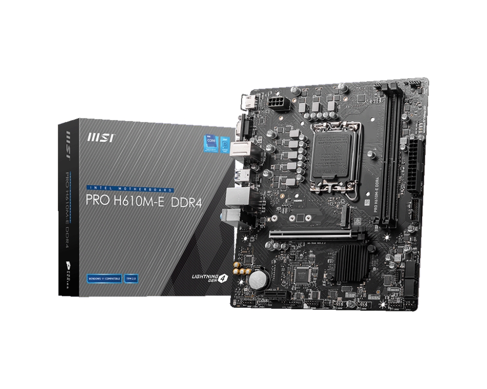 Материнская плата MSI PRO H610M-E DDR4 / Intel H610 LGA1700 2xDDR4 1xM.2 4xSATA D-SUB HDMI / mATX