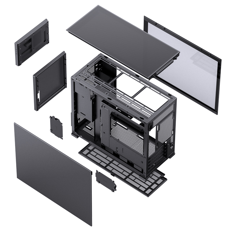 Корпус JONSBO D31 MESH SC Black без БП, боковая панель из закаленного стекла, 8” Color TFT-LCD screen, mini-ITX, micro-ATX, черный
