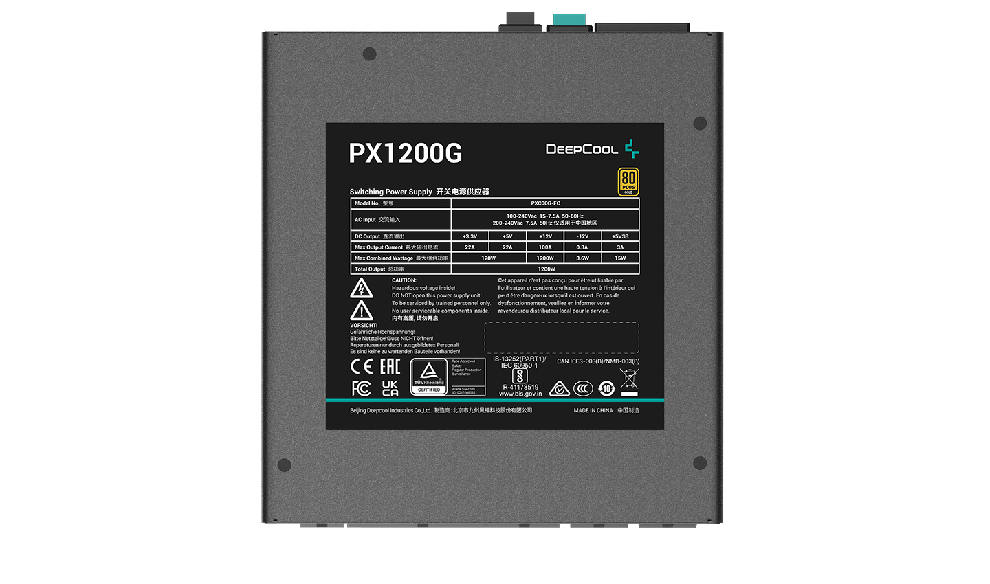 Блок питания Deepcool PX1200G (ATX 3.0, 1200W, Full Cable Management, PWM 135mm fan, Active PFC, 80+ GOLD, Gen5 PCIe) RET